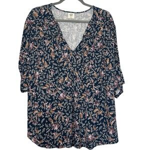 Matilda Jane Good Hart Size XXL Surprise Flowers Puff Sleeve V-Neck Top Blouse